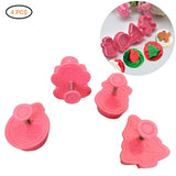 4 Pcs Christmas Biscuits Cutters Set Christmas Tree Snowman Gingerbread Egg Stamper Spring Loaded Handle Cutter