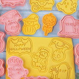 8Pcs 3D Biscuit Cutters Halloween Thanksgiving Biscuit Mould Baking Mould Hand Press Biscuit Stamp
