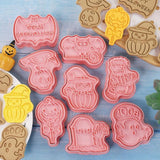 8Pcs 3D Biscuit Cutters Halloween Thanksgiving Biscuit Mould Baking Mould Hand Press Biscuit Stamp