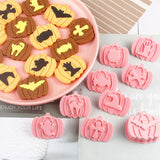 9Pcs 3D Cutters Halloween Pumpkin Biscuit Mould Fondant Baking Tool Baking Molds DIY Hand Press Biscuit Stamp