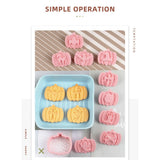 9Pcs 3D Cutters Halloween Pumpkin Biscuit Mould Fondant Baking Tool Baking Molds DIY Hand Press Biscuit Stamp