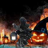 Resin Ghost with Lantern Resin Ghost Hell Messenger Statue Halloween Sculpture Garden Yard Decoration