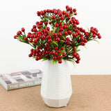 Christmas Berry Branches 3 Forks Simulation Foam Berry Picks Home Decoration