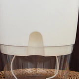 Self Watering Plastic Flowerpot Transparent Double Layer Detachable Light Flowerpot for Balcony White Large