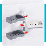 Rotatable Wall Mounted Soap Box 3 Layers HIPS Punch Free Rotatable Soap Container Dish for Household White and Gray Mixed