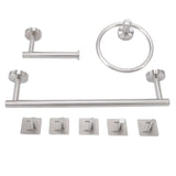 Bathroom Hardware Set with Towel Rings Towel Bar Tissue Holder 5 Hooks 304 Stainless Steel Bathroom Accessories Set
