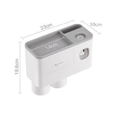 Wall Mounted Toothbrush Holder Multi Function Magnetic Absorption Bathroom Storage Rack with Drawer Toothpaste Dispenser 2 Cup Gray (24.4x11.3x20cm/9.6x4.4x7.9in)