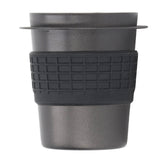 58mm Stainless Steel Coffee Dosing Cup Coffee Machine Handle Receiving Powder Cup with Silicone Ring Black