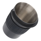 58mm Stainless Steel Coffee Dosing Cup Coffee Machine Handle Receiving Powder Cup with Silicone Ring Black