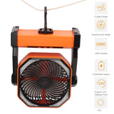 Camping Fan with LED Lantern 4 Levels 270 Degree Pivot Large Air Volume USB Rechargeable Outdoor Tent Fan with Light Hook Orange