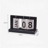 Wooden Desk Calendar Flip Chart Page Turning Calendar Reusable Home Calendar Ornament Black