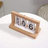 Wooden Desk Calendar Flip Chart Page Turning Calendar Reusable Home Calendar Ornament Wood Color