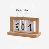 Wooden Desk Calendar Flip Chart Page Turning Calendar Reusable Home Calendar Ornament Wood Color