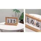 Wooden Desk Calendar Flip Chart Page Turning Calendar Reusable Home Calendar Ornament Wood Color