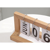 Wooden Desk Calendar Flip Chart Page Turning Calendar Reusable Home Calendar Ornament Wood Color