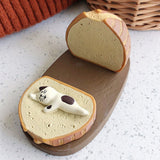 Toast Tablet Stand Holder Resin Cute Fun Desktop Cell Phone Stand Holder for Watching Dramas Round Toast Cat Holder