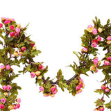 Artificial Roses Foliage Garland Hanging Guide Plastic Flower Vine Suspended Ceiling Decoration Pink
