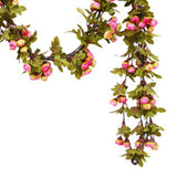 Artificial Roses Foliage Garland Hanging Guide Plastic Flower Vine Suspended Ceiling Decoration Pink