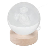 Crystal Ball Night Light Wired Button Switch Round 3D Decorative Crystal Ball with Base for Home Galactic System Warm Light