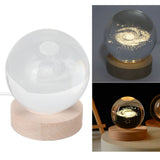 Crystal Ball Night Light Wired Button Switch Round 3D Decorative Crystal Ball with Base for Home Galactic System Warm Light