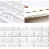 3D Brick Wall Stickers Self Adhesive Waterproof Prevent Collision DIY Faux Foam Brick Wall Panels for Bedroom Kitchen Standard 2.5mm/0.1in White