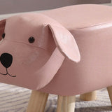 Children Wooden Low Stools Cute Cartoon Children Stool Small Dog Shape Stool for Home Kindergarten Pink