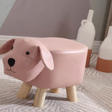 Children Wooden Low Stools Cute Cartoon Children Stool Small Dog Shape Stool for Home Kindergarten Pink