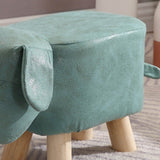Children Wooden Low Stools Cute Cartoon Children Stool Small Dog Shape Stool for Home Kindergarten Light Green