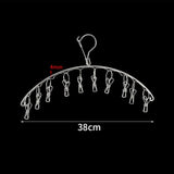 Clothes Drying Hanger Stainless Steel Thick Arc Shaped Windproof Sock Hanger for Socks Towels Bras Underwear 10 Clips