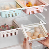 Fridge Drawer Organizer Retractable Multifunction Space Saving Refrigerator Storage Box Pink 20.5x16.4x7.6cm / 8.1x6.5x3.0in