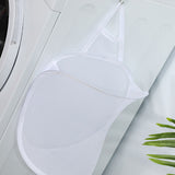 Collapsible Laundry Bag Foldable Laundry Hamper Large Laundry Basket Mesh Wall Mounted for Bathroom with Hook White Mesh