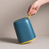 Desktop Trash Can Press Type Mini Garbage Can with Cover for Office Dressing Table Dark Blue