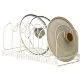 Pot Lid Rack Iron Retractable Pot Lid Organizer Holder for Multiple Cookware Universal Black