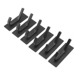 6Pcs Adhesive Hook Stainless Steel Dual Prong Wall Mounted Black for Towel Clothes