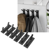 6Pcs Adhesive Hook Stainless Steel Dual Prong Wall Mounted Black for Towel Clothes
