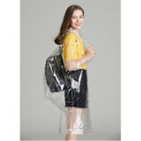 Raincoat Transparent Personality Foldable Wear Resistant Rain Cape for Student Cycling Transparent Backpack Style L