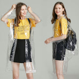 Raincoat Transparent Personality Foldable Wear Resistant Rain Cape for Student Cycling Transparent Backpack Style L