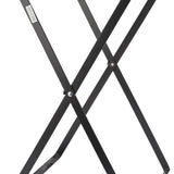 Trash Bag Holder Stand Rubber Wood Handle Iron Stand Flat Appearance Foldable Portable Garbage Bag Stand for Indoor Outdoor Use Black