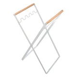 Trash Bag Holder Stand Rubber Wood Handle Iron Stand Flat Appearance Foldable Portable Garbage Bag Stand for Indoor Outdoor Use White
