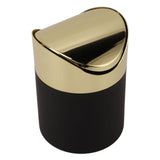 Desktop Trash Can Stainless Steel Household Mini Trash Basket Clamshell Paper Basket with Gold Lid
