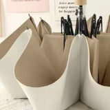 Folding Sun Umbrella UV Blocking Pure Color Black Rubber Sunscreen Umbrella for Rain Or Shine White and Brown