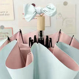 Folding Sun Umbrella UV Blocking Pure Color Black Rubber Sunscreen Umbrella for Rain Or Shine Blue and Pink