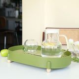 Tea Tray Simple Double Layer Pure Color Uniform Draining Holes Detachable Design Plastic Tea Tray Serving Green