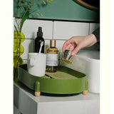 Tea Tray Simple Double Layer Pure Color Uniform Draining Holes Detachable Design Plastic Tea Tray Serving Green