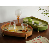 Tea Tray Simple Double Layer Pure Color Uniform Draining Holes Detachable Design Plastic Tea Tray Serving Brown