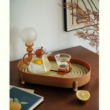 Tea Tray Simple Double Layer Pure Color Uniform Draining Holes Detachable Design Plastic Tea Tray Serving Brown