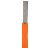 Double Sided Sharpener Portable Emery Fan Shaped Folded Pocket Sharpener for Outdoor Garden Orange