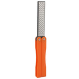 Double Sided Sharpener Portable Emery Fan Shaped Folded Pocket Sharpener for Outdoor Garden Orange