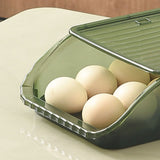 Egg Storage Box Plastic Automatic Rolling Transparent Thickened Grooved Egg Storage Container for Refrigerator Kitchen Green