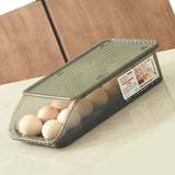 Egg Storage Box Plastic Automatic Rolling Transparent Thickened Grooved Egg Storage Container for Refrigerator Kitchen Black